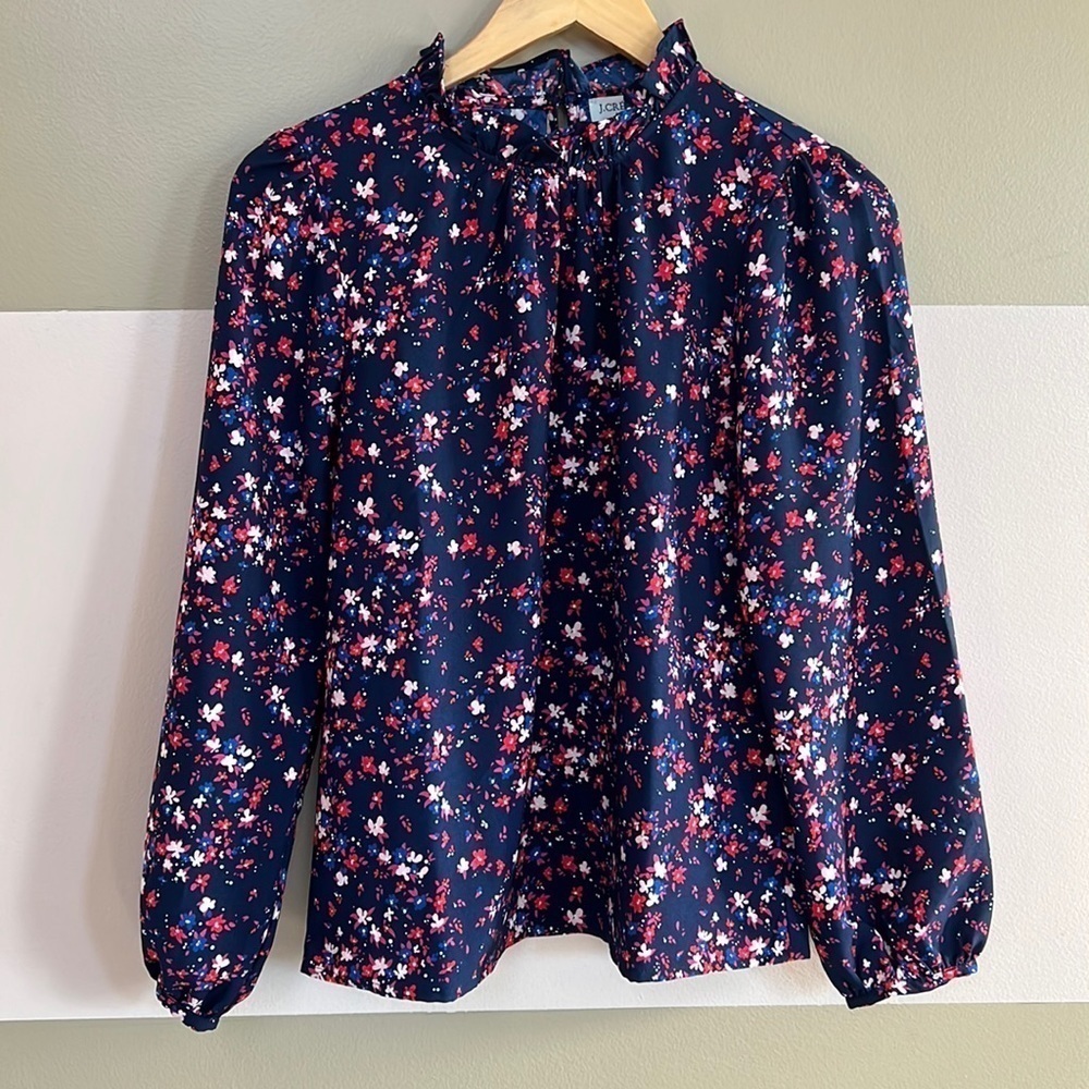 J crew Long-sleeve ruffleneck top